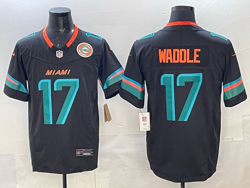 Men Miami Dolphins #17 Waddle black Nike 2025 Limited Nike NFL Jersey 06